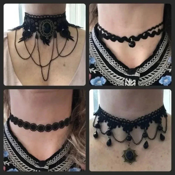 Mama Bling Jewelry - 7 Gorgeous Victorian Vampire Goth Halloween Chokers Set 4